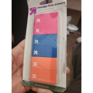 6 Pack Multi color Smudge Free Erasers